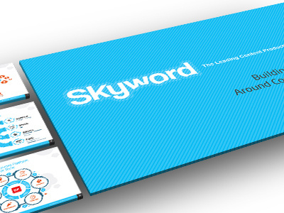 Skyword blue content flat icon orange pitch decks sky training