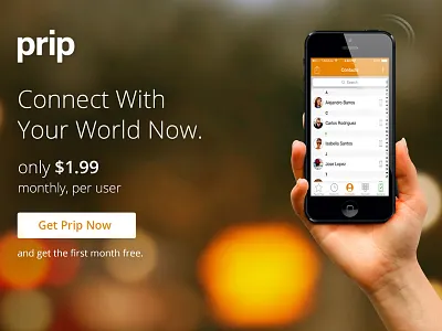 Prip app connect design developed landing page orange phone wdg web development group
