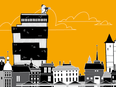 Antwerp illustration skyline wallpiece