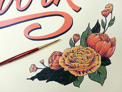 Hand painted sign florals acrylic floral hand lettered hand painted illustration ink lettering sign painting type