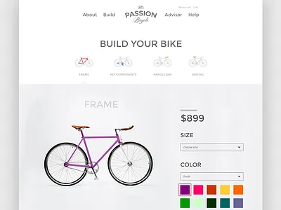 Passion Bicycle bicycle bike clean custom ecommerce minimal san francisco shop simple ui website