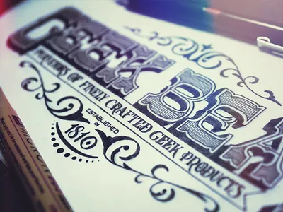 Geek Beat Old West banner flourish hand drawn hand lettering lettering ornamentation saloon typography western