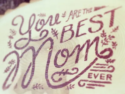 Mother's Day calligraphy hand drawn texture typography wood