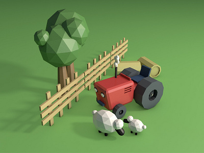 Composición cinema4d design lowpoly paper