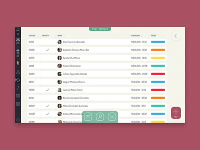 Emerges Redesign hospital interface list medical system table touch touch screen triage ui