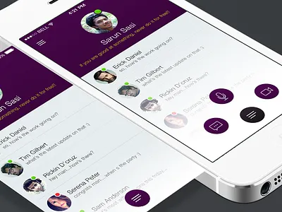 Yahoo Messenger - ReThink - Chat animation bottom bar bubble clean ios7 iphone menu message profile user