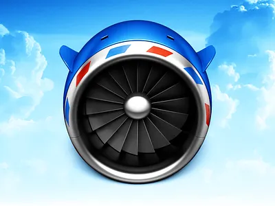 Turbine airplane blades clouds engine icon jet mac metal plane stripes