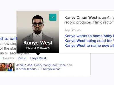Topic Profile Popover article button clean design feed minimal music popover profile web website yahoo