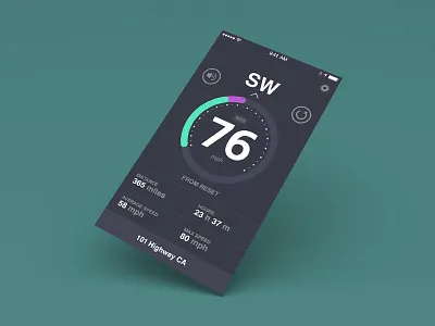 Speed Gauge app compass dashboard gauge gps gui interface ios iphone speed ui ux