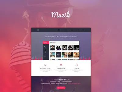 Muzik Landing page agileinfoways app design landing page layout music ui design user interface web