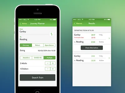 Journey Planner - TrainBoard app application flat gradient journey personalize planner station train travel trip