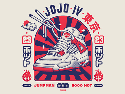 Jojo4 noodles 23 anime illustration japan japanes jordan noodles retro shirt sneaker sneakers textile vintage wear
