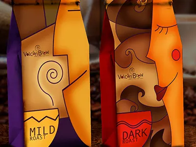 Janson Coffee: Volcan Brew beans cafe coffee design illustration package panama