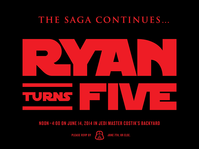 Ryan Turns Five birthday invite black projekt inc. red saga sean costik star wars