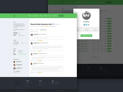 Company Profile comment design flat interface layout profile rating ui ux web web design website