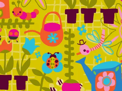 happy spring pattern flowers insects pattern spring vector