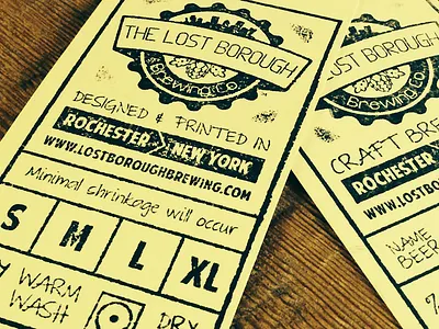 Hand Stamped Shirt Tags and Growler Labels and beer beer art beer branding brewery growler hand labels lostboroughbrewing shirt stamped tags