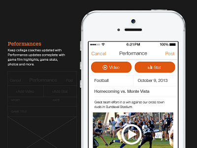 Shot Mobile app high school sports stats ui video wireframes