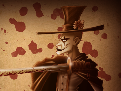 Don Pierrot (2012) bakuss characterdesign circus clown dangerous dark mafioso pierrot sword