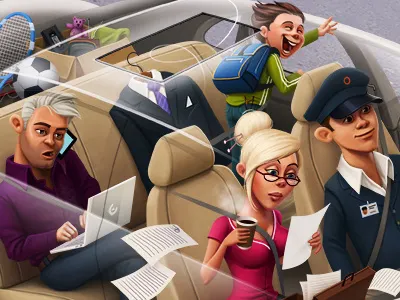 Car auto car cartoon character family