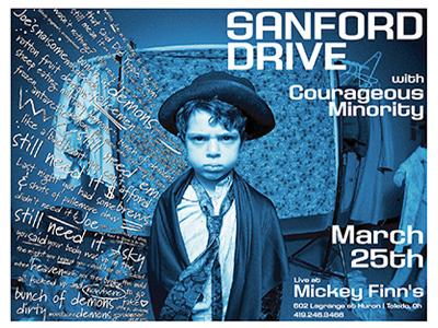Sanford Drive Gig Poster alternative kid music poster rock type