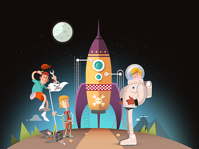 Hackaday/Space Shuttle character design flat hackaday illustration istanbul mustafa kural shuttle space vector