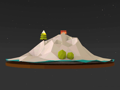Campfire on an iceberg camping cinema 4d jeep lighting low poly wallpaper
