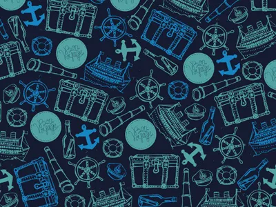 Illustration Friday - Voyage anchor boat bon voyage captains hat life preserver life vest message in a bottle naval ocean sea seafaring ship