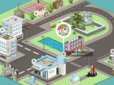 Software Park Sns Home Shot cartoon green park sns software ui webdesign