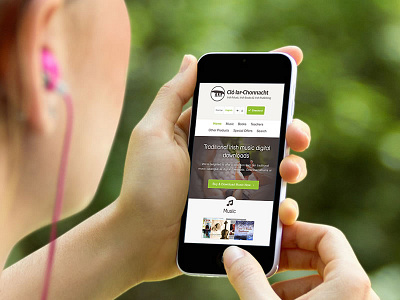 Responsive Multilingual E-commerce Design books brown checkout downloads ecommerce green irish language multilingual music responsive shopping