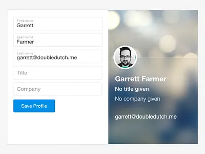 Web Profile setup form profile setup ui user interface