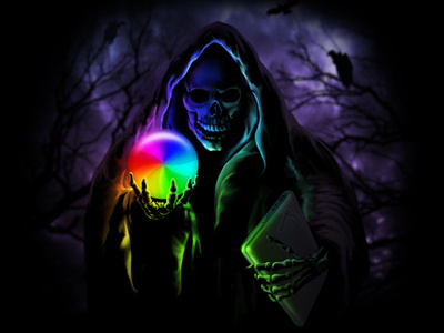 Spinning Ball Of Death ball crash death doom glow laptop reaper sickle