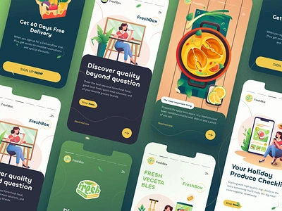 FreshBox Branding 2d animation animation app branding content design freshbox graphic design grocery illustration landing page logo market mobile mograph motion graphics social media ui vector website