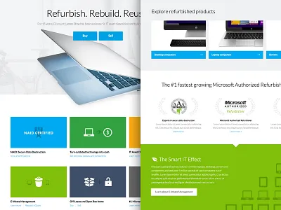Homepage concept for Refurbished Computer Shop bright clean computer corporate homepage landing page laptop marketing microsoft responsive web design website