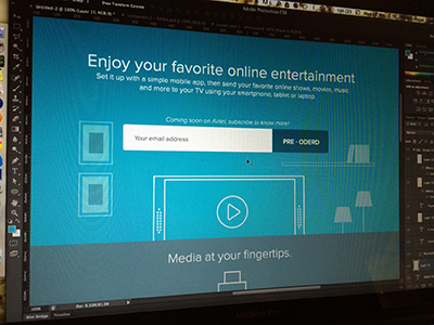 Wireframe for USB streaming device concept website wireframe