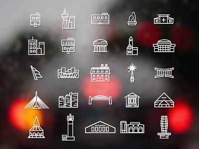 Canadian Landmark Icons canada design flat icon landmark line minimal round vector