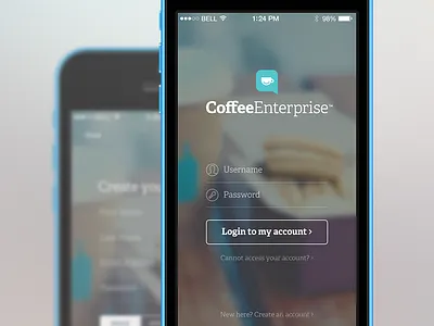 CoffeeEnterprise - Login app blur flat ios iphone app login register