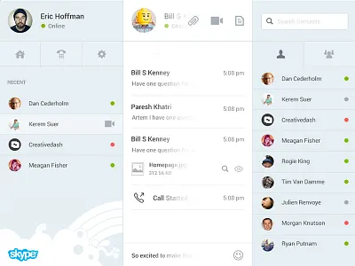 Skype Redesign app application clean design flat interface redesign ui ux website