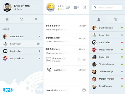 Skype Redesign app application clean design flat interface redesign ui ux website