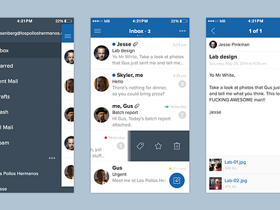 Sparrow Redesign Concept app concept flat freebie inbox ios ios7 iphone mail redesign sketch sparrow