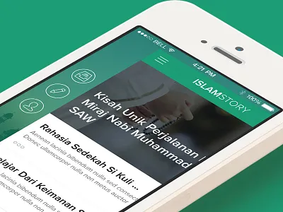 IslamStory - Islamic Story App Sidebar green ios iphone islam mobile moeslem mosque news sidebar story
