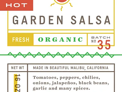 Organic Salsa Packaging california fresh hot kyle miller creative lines malibu organic packaging salsa sun type