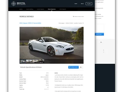 Vehicle Details auto car details information ui website