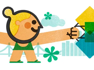 Flying Visit. Monocle children color editorial geometry handmade illustration monocle texture