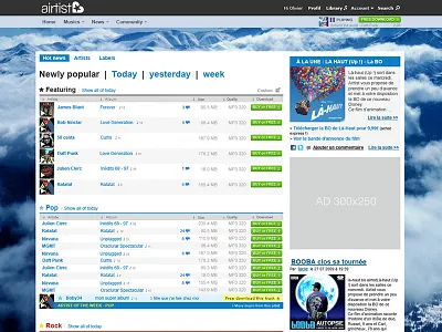 Other homepage layout for Airtist background design ergonomy header interface logo music website