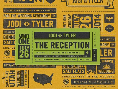 Wedding Collateral illustrator invite photoshop ticket typography wedding