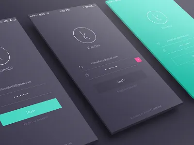 Kombini Log In screen app flat ios ios7 iphone login mobile signin social