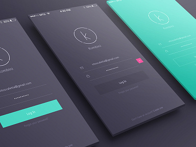 Kombini Log In screen app flat ios ios7 iphone login mobile signin social