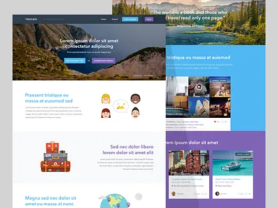 Travel Site - Marketing Site illustration landing madebysan marketing people site suitcases travel trip ux world