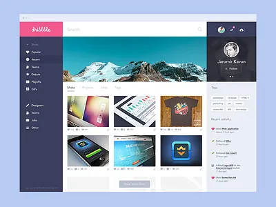 Dribbble redesign - WIP clean design dribbble flat layout redesign site ui web website